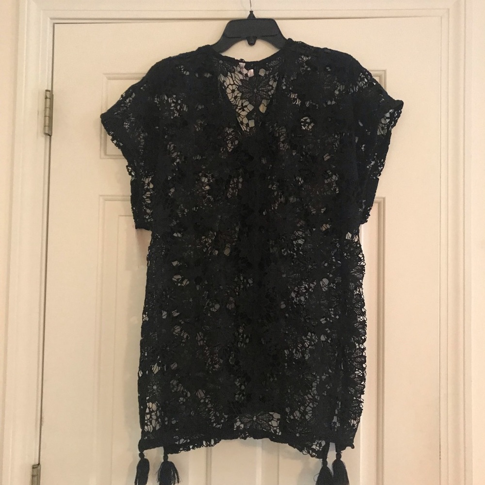 NWT Xhilaration Black lace bathing suit coverup.